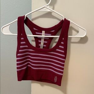 FP Movement by Free People Maroon and Lavender Striped Sports Bra